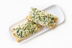 Focaccia with zucchini, provola cheese and marjoram