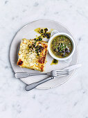 Pumpkin and goat's cheese lasagne with tangy relish