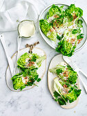 Romana-Salatspalten mit Zitronengras-Dressing