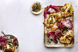 Cauliflower wedges with walnut relish