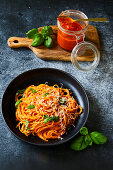 Sicilian tomato sauce with spaghetti