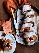 Spiced sponge and rhubarb roulade