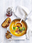 Harissa and maple pumpkin soup