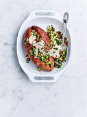Jacket potatoes with chickpea tabbouleh