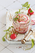 Sweet and spicy pickled radishes