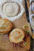 Homemade mini pizza dough bread