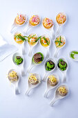 Various spoon bites (amuse-bouche)