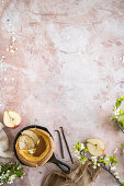 Dutch Baby with pear and chocolate sauce