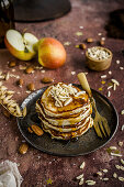Pancakes with apples and almonds