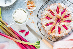 Rhubarb and almond cake