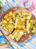 Zucchini potato slices with feta