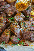 Beef steak cubes from the air fryer