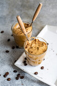 Coffee cream dessert in a glass