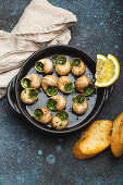Escargots de Bourgogne (burgundy snails with garlic butter and parsley, France)