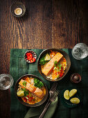 Coconut curry salmon bowl