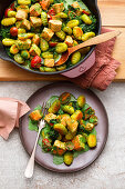 Salmon skillet meal with gnocchi