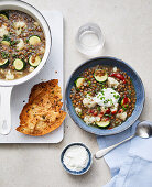 Lentil, zucchini and cauliflower soup