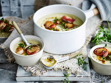 Creamy celeriac soup with scallops