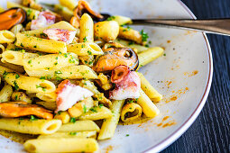Penne with seafood