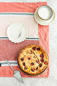 Strawberry ricotta tart with broken sugar crust