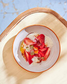 Beetroot salad with haddock, raspberries and cream