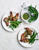 Lamb chops with mustard rub and mint sauce