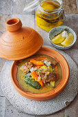Tajine with beef, courgettes, carrots and salt lemons