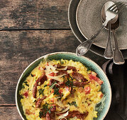 Saffron risotto with sliced veal (Switzerland)