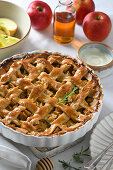 Homemade apple pie with lattice topping