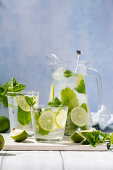 Refreshing limeade with mint