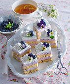 Layered blueberry cake squares