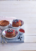 Mini buckwheat chocolate cakes with blueberries