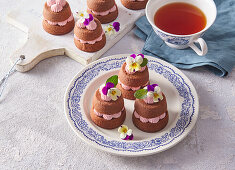 Chocolate cupcakes with raspberry cream