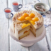 Peach sponge cream cake