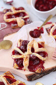 Cherry pockets with red fruit jelly