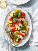 Summery peach caprese salad