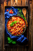 Creamy One Pot lentil noodles with tomato sauce