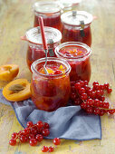 Apricot jam with red currants