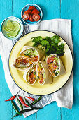 Spicy bean and sweet potato burritos