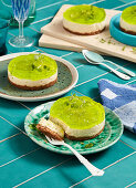 Individual pine lime cheesecakes