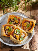 Vegetable pastries with sweetcorn, eggplant and zucchini
