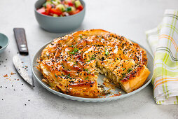 Börek filled with wild garlic and feta cheese