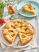 Peach pie with top crust