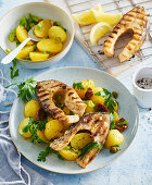 Grilled carp with light potato salad