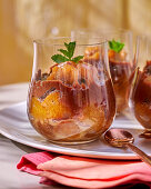 Roasted mirabelle plums with chocolate mousse