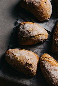 Sourdough baguette rolls made from smoked spelt flour