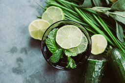 Mint water with lime