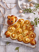 Sweet Easter pastry lamb with honey and quark