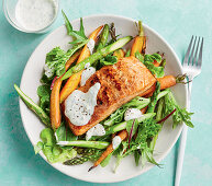Chipotle salmon with roasted carrot salad