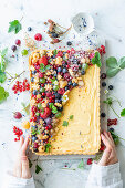Vanilla quark pie with summer berries